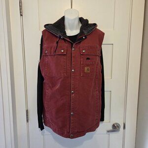 Women's Carhartt Mid-Length Sherpa Lined Hooded Duck Vest - Size M